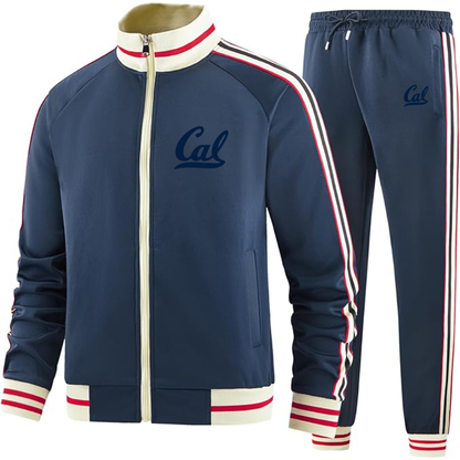 Men's California Golden Bears Two Piece Designer Tracksuit with Bold Striped Accents and Zippered Front Elevated Athletic