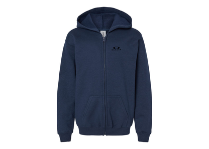Gildan Heavy Blend Youth Oakley Logo Full Zip Hooded Sweatshirt