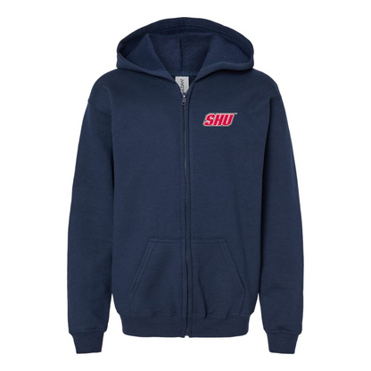 Gildan Heavy Blend Youth Sacred Heart Pioneers Logo Full Zip Hooded Sweatshirt