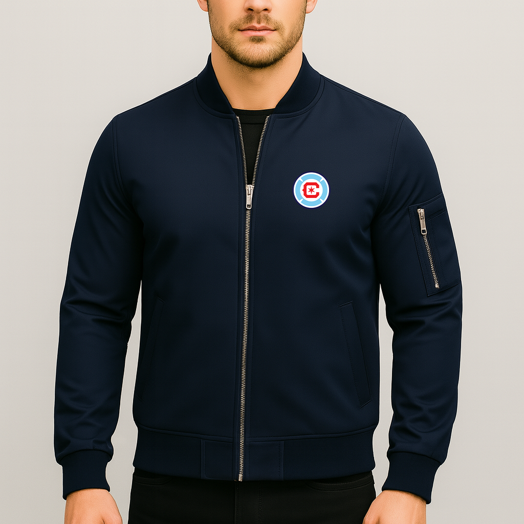 Men's Chicago Fire Soccer Lightweight Bomber Jacket - Navy