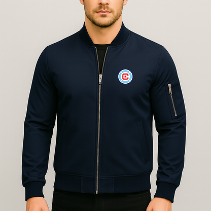Men's Chicago Fire Soccer Lightweight Bomber Jacket - Navy