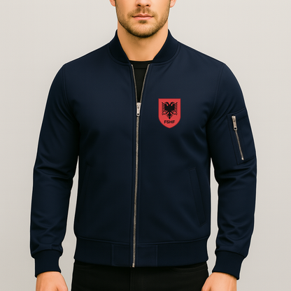 Men's Albania National Soccer Team Lightweight Bomber Jacket - Navy