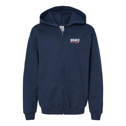 Gildan Heavy Blend Youth Robert Morris Colonials Logo Full Zip Hooded Sweatshirt