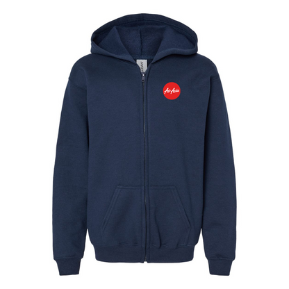 Gildan Heavy Blend Youth Air Asia Logo Full Zip Hooded Sweatshirt