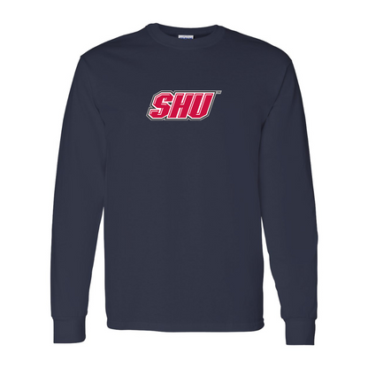 Men's Sacred Heart Pioneers Logo Gildan Heavy Cotton Long Sleeve T-Shirt