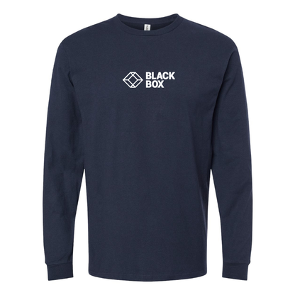 Men's Black Box Logo Cotton Long Sleeve T-Shirt