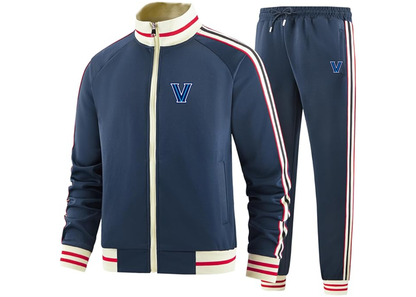 Men's Villanova Wildcats Tracksuit with Bold Striped Accents and Zippered Front Athletic Wear