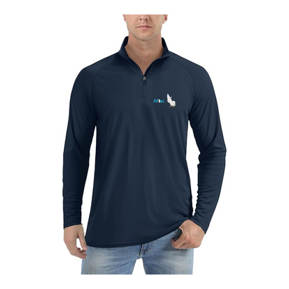 Men's Aflac Logo and Duck Lightweight Quarter-Zip Athletic Shirt Long Sleeve Performance Wear