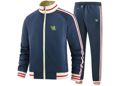 Men's William and Mary Tribe Tracksuit with Bold Striped Accents and Zippered Front Athletic Wear