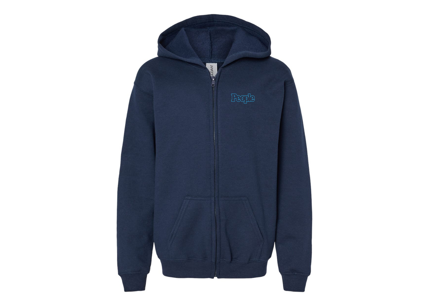 Gildan Heavy Blend Youth People Magazine Logo Full Zip Hooded Sweatshirt