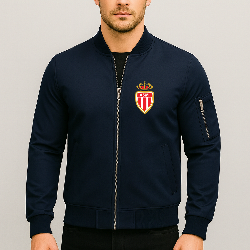 Men's AS Monaco FC Lightweight Bomber Jacket - Navy
