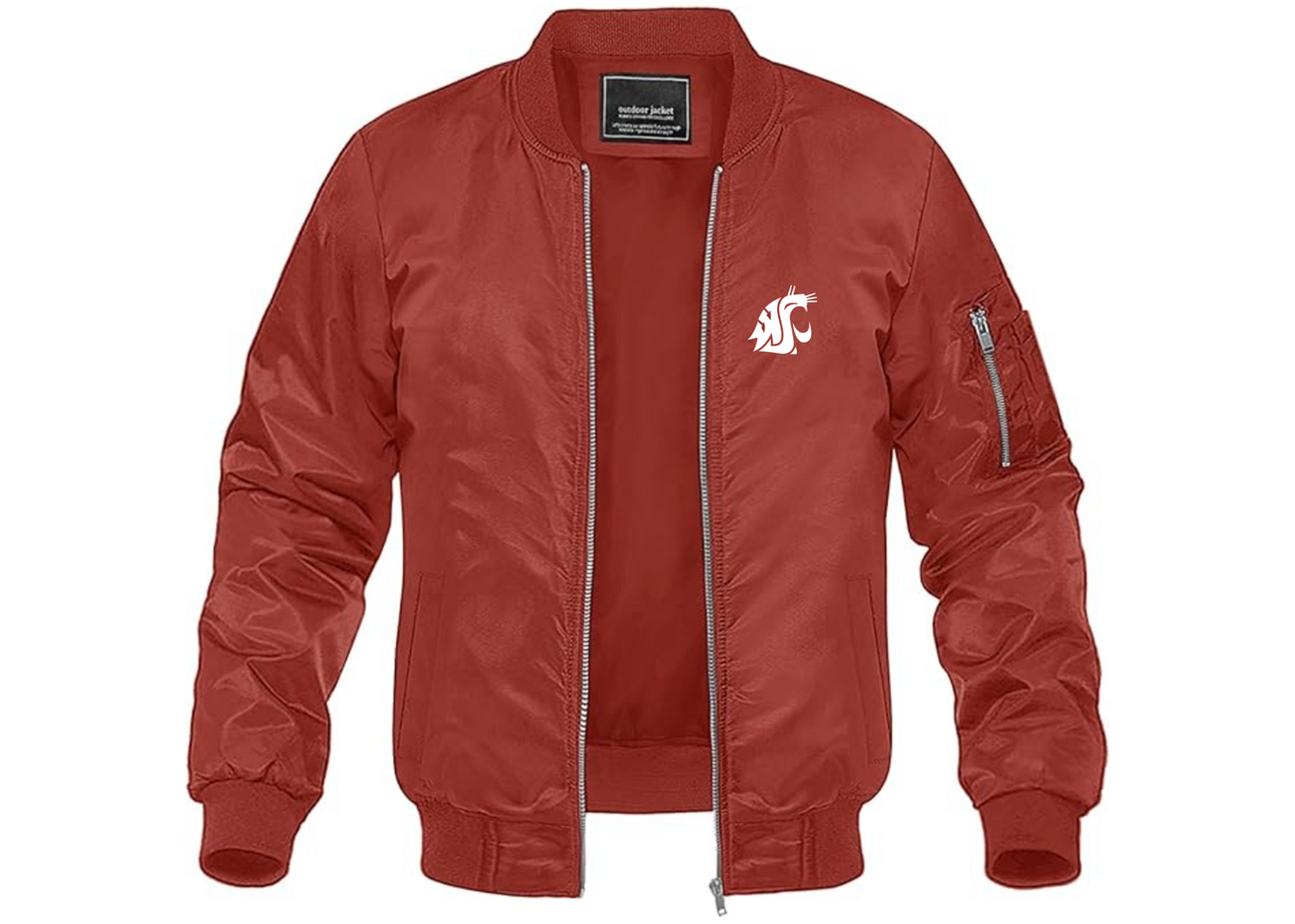 Men's Washington State Cougars Lightweight Bomber Jacket Windbreaker Softshell Varsity Jacket Coat