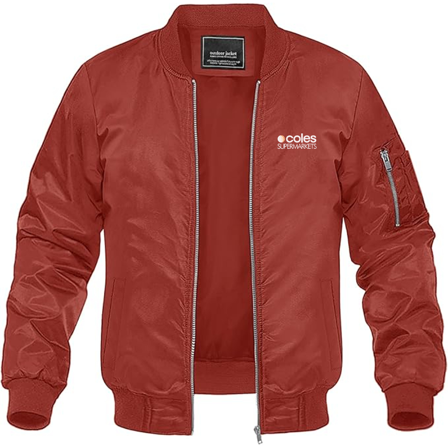 Men's Coles Supermarket Lightweight Bomber Jacket Windbreaker Softshell Varsity Jacket Coat