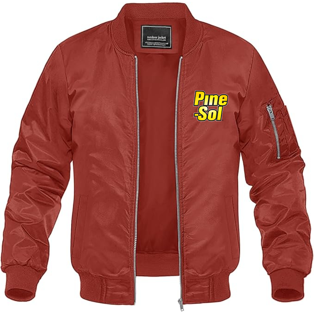 Men's Pine Sol Logo Lightweight Bomber Jacket Windbreaker Softshell Varsity Jacket Coat (Copy)