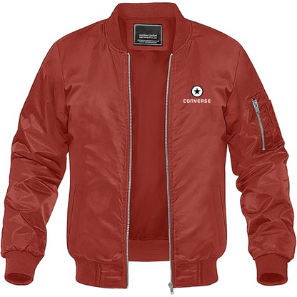 Men's Converse Logo Lightweight Bomber Jacket Windbreaker Softshell Varsity Jacket Coat