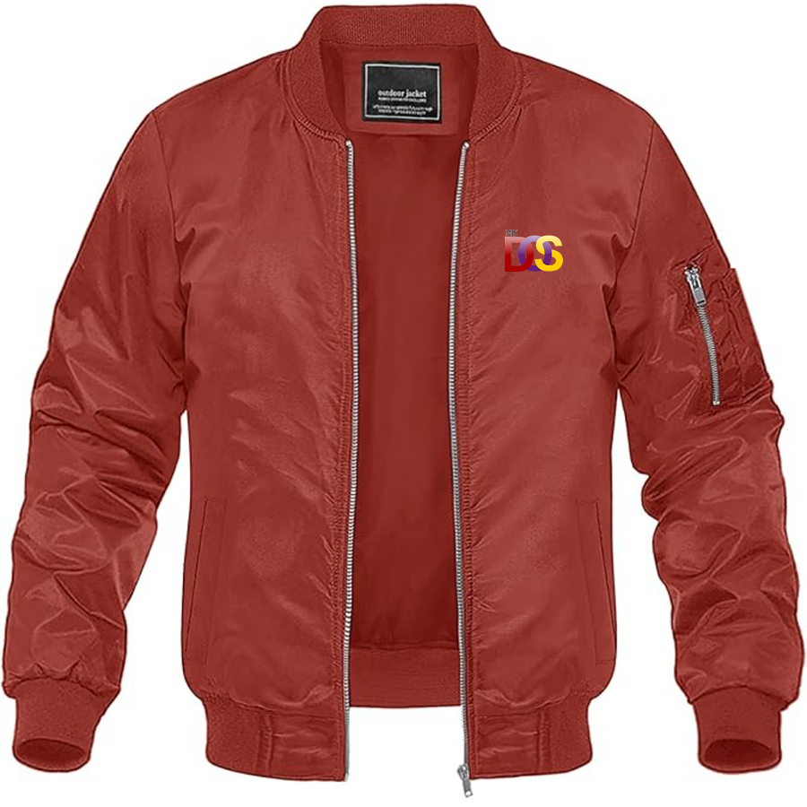 Men's MS DOS Logo Lightweight Bomber Jacket Windbreaker Softshell Varsity Jacket Coat