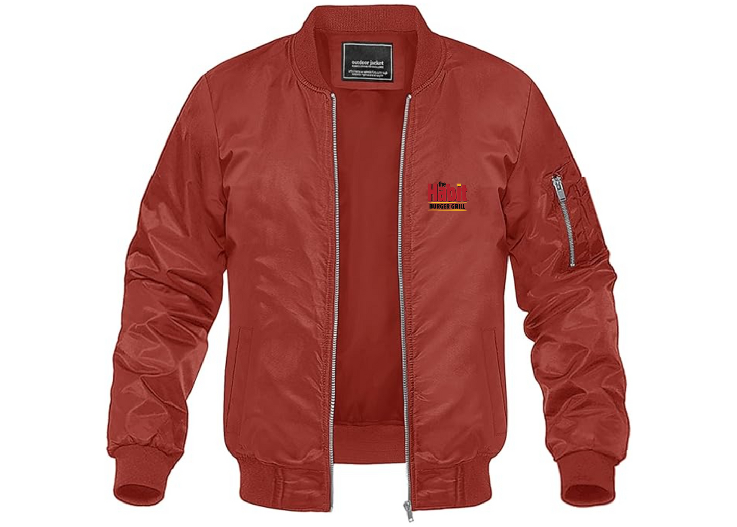 Men's The Habit Burger Grill Lightweight Bomber Jacket Windbreaker Softshell Varsity Jacket Coat