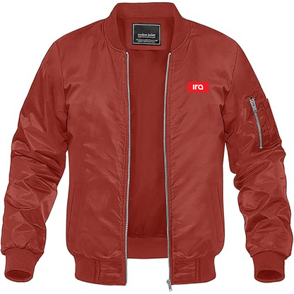 Men's IRA Logo Lightweight Bomber Jacket Windbreaker Softshell Varsity Jacket Coat