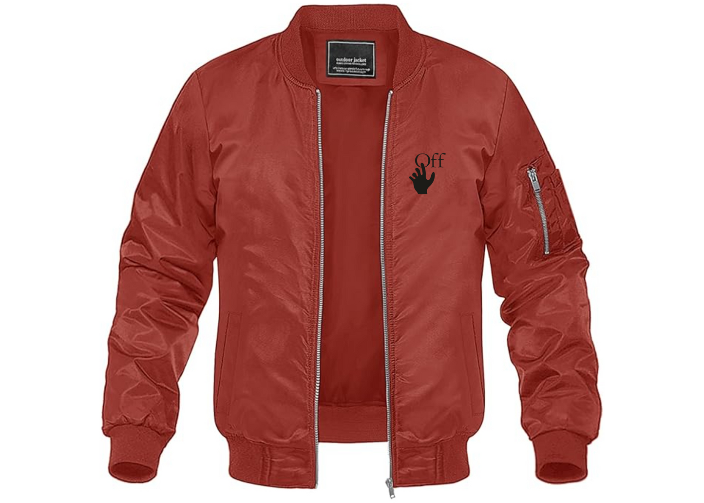 Men's Off-White Hand Lightweight Bomber Jacket Windbreaker Softshell Varsity Jacket Coat