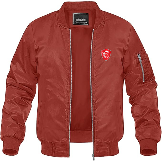 Men's MSI Symbol Logo Lightweight Bomber Jacket Windbreaker Softshell Varsity Jacket Coat