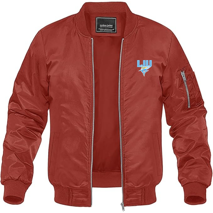 Men's LIU Brooklyn Blackbirds Logo Lightweight Bomber Jacket Windbreaker Softshell Varsity Jacket Coat