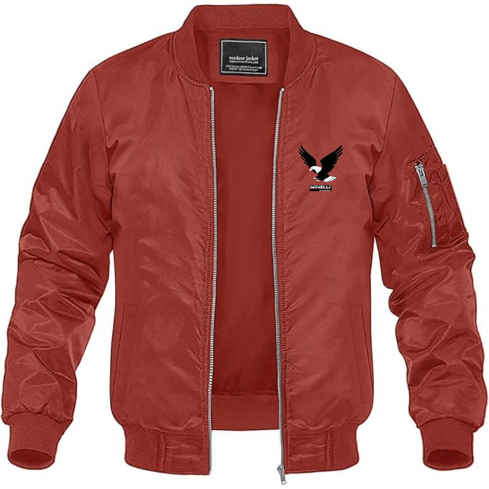 Men's Minelli Automotive Logo Lightweight Bomber Jacket Windbreaker Softshell Varsity Jacket Coat