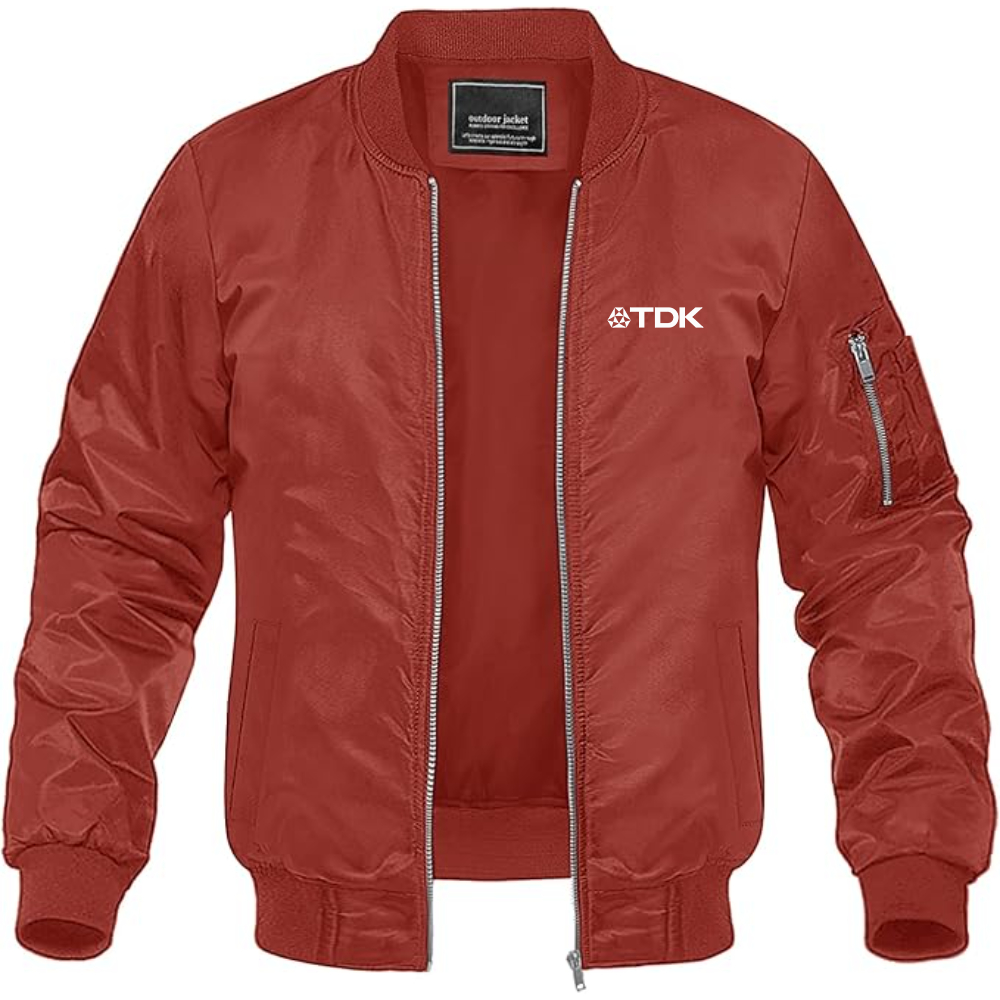 Men's TDK Logo Lightweight Bomber Jacket Windbreaker Softshell Varsity Jacket Coat
