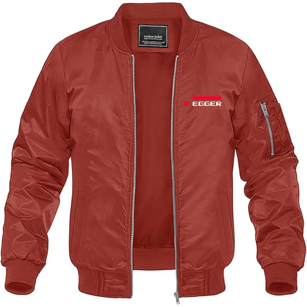 Men's Egger Logo Lightweight Bomber Jacket Windbreaker Softshell Varsity Jacket Coat