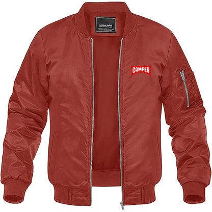 Men's Camper Logo Lightweight Bomber Jacket Windbreaker Softshell Varsity Jacket Coat