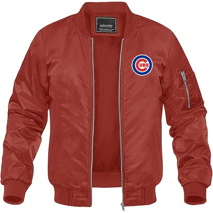 Men's Chicago Cubs Logo Lightweight Bomber Jacket Windbreaker Softshell Varsity Jacket Coat