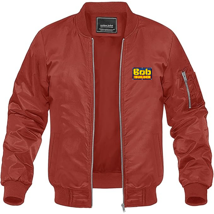 Men's Bob the Builder Logo Lightweight Bomber Jacket Windbreaker Softshell Varsity Jacket Coat