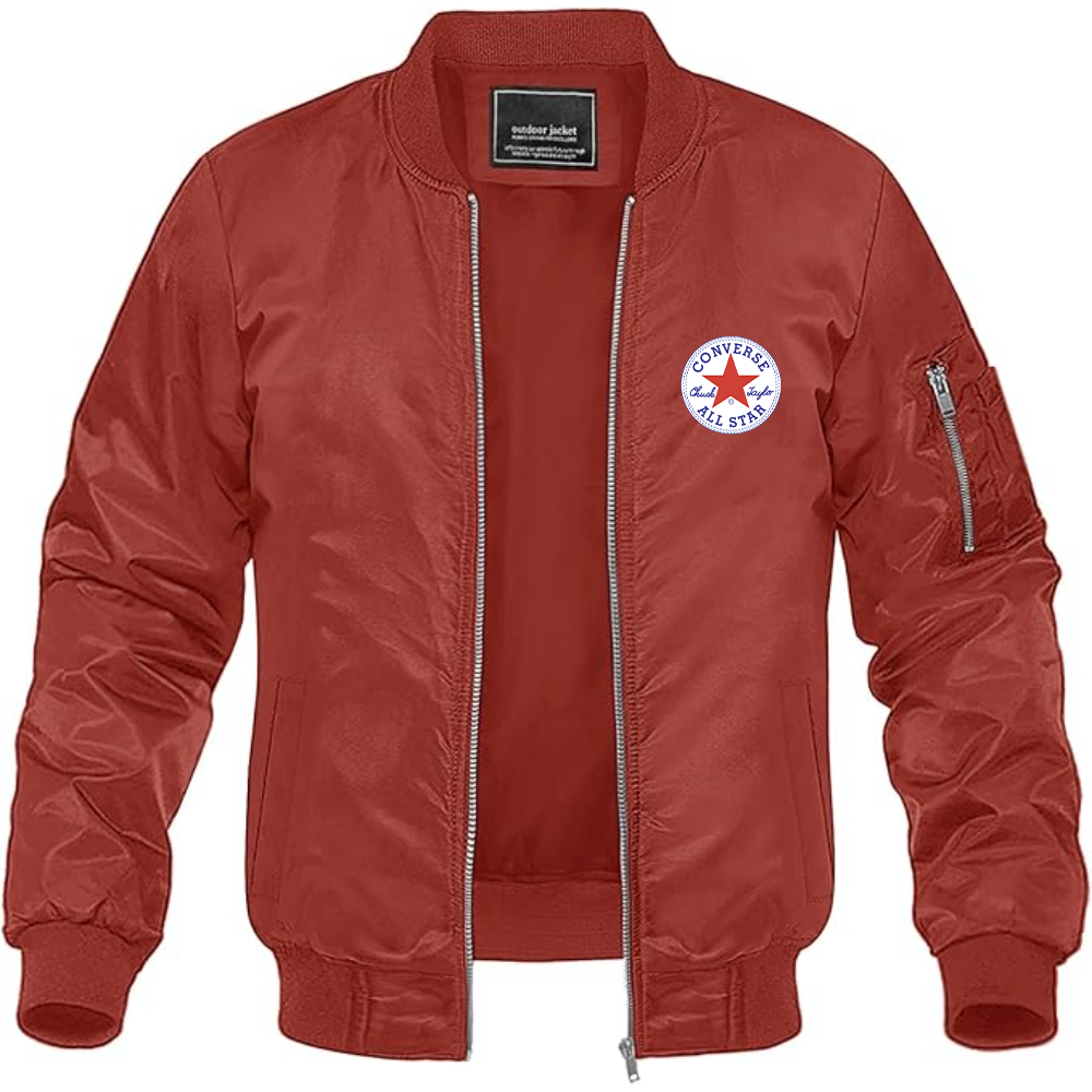 Men's Chuck Taylor All Star Logo Lightweight Bomber Jacket Windbreaker Softshell Varsity Jacket Coat
