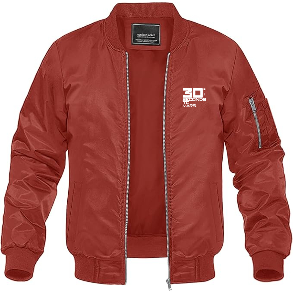 Men's 30 Seconds To Mars Logo Lightweight Bomber Jacket Windbreaker Softshell Varsity Jacket Coat