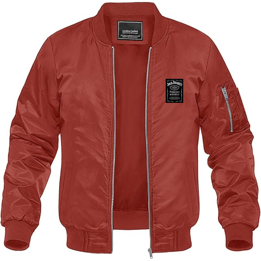 Men's Jack Daniels Logo Lightweight Bomber Jacket Windbreaker Softshell Varsity Jacket Coat
