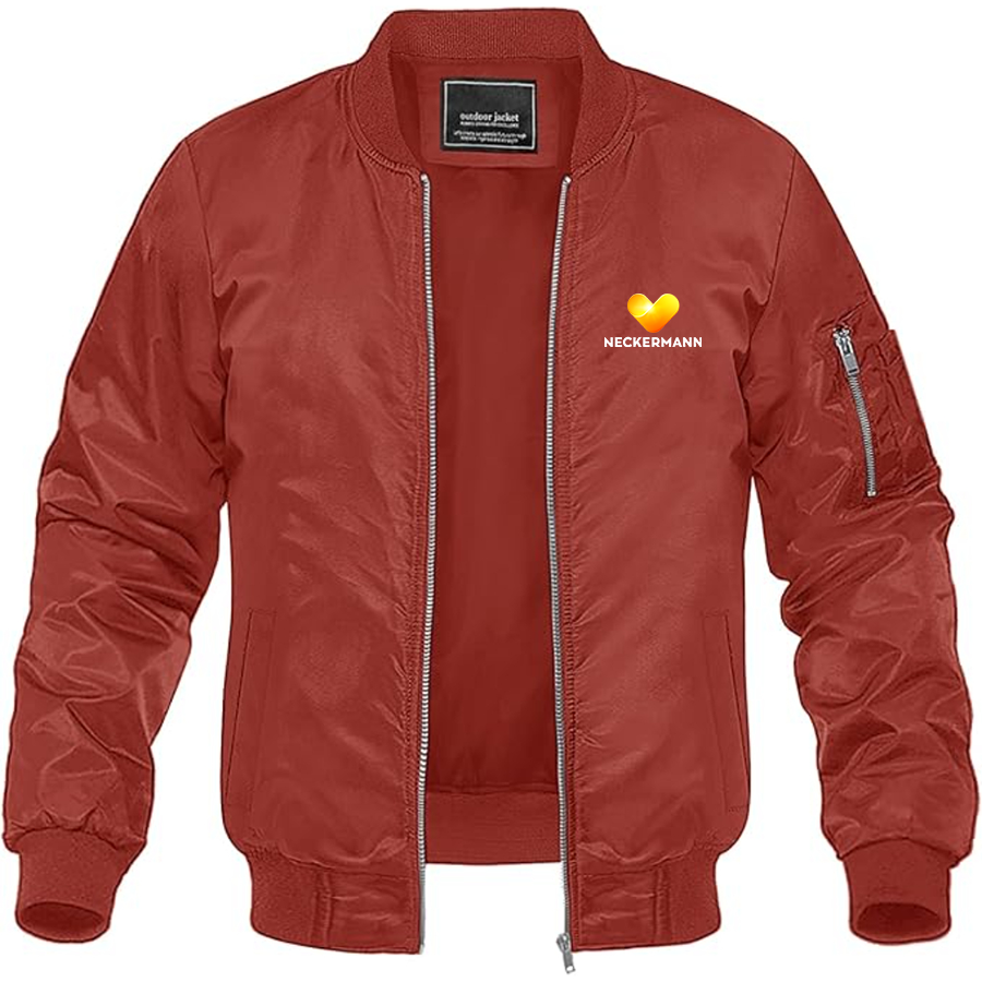Men's Neckermann Logo  Lightweight Bomber Jacket Windbreaker Softshell Varsity Jacket Coat