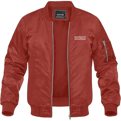 Men's  Marilyn Manson Logo Lightweight Bomber Jacket Windbreaker Softshell Varsity Jacket Coat