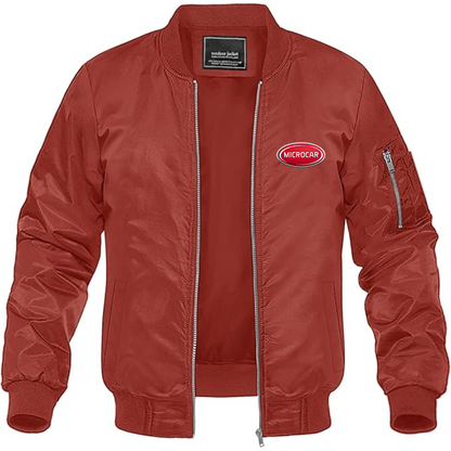 Men's Microcar Logo Lightweight Bomber Jacket Windbreaker Softshell Varsity Jacket Coat