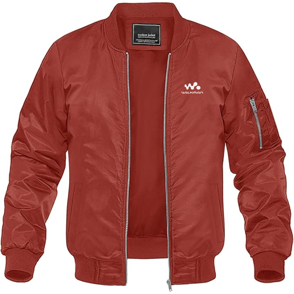 Men's Walkman Logo Lightweight Bomber Jacket Windbreaker Softshell Varsity Jacket Coat