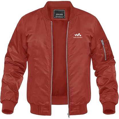 Men's Walkman Logo Lightweight Bomber Jacket Windbreaker Softshell Varsity Jacket Coat
