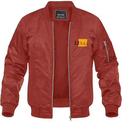 Men's Ubuy Logo Lightweight Bomber Jacket Windbreaker Softshell Varsity Jacket Coat
