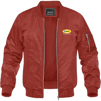 Men's Adam Motors Logo Lightweight Bomber Jacket Windbreaker Softshell Varsity Jacket Coat