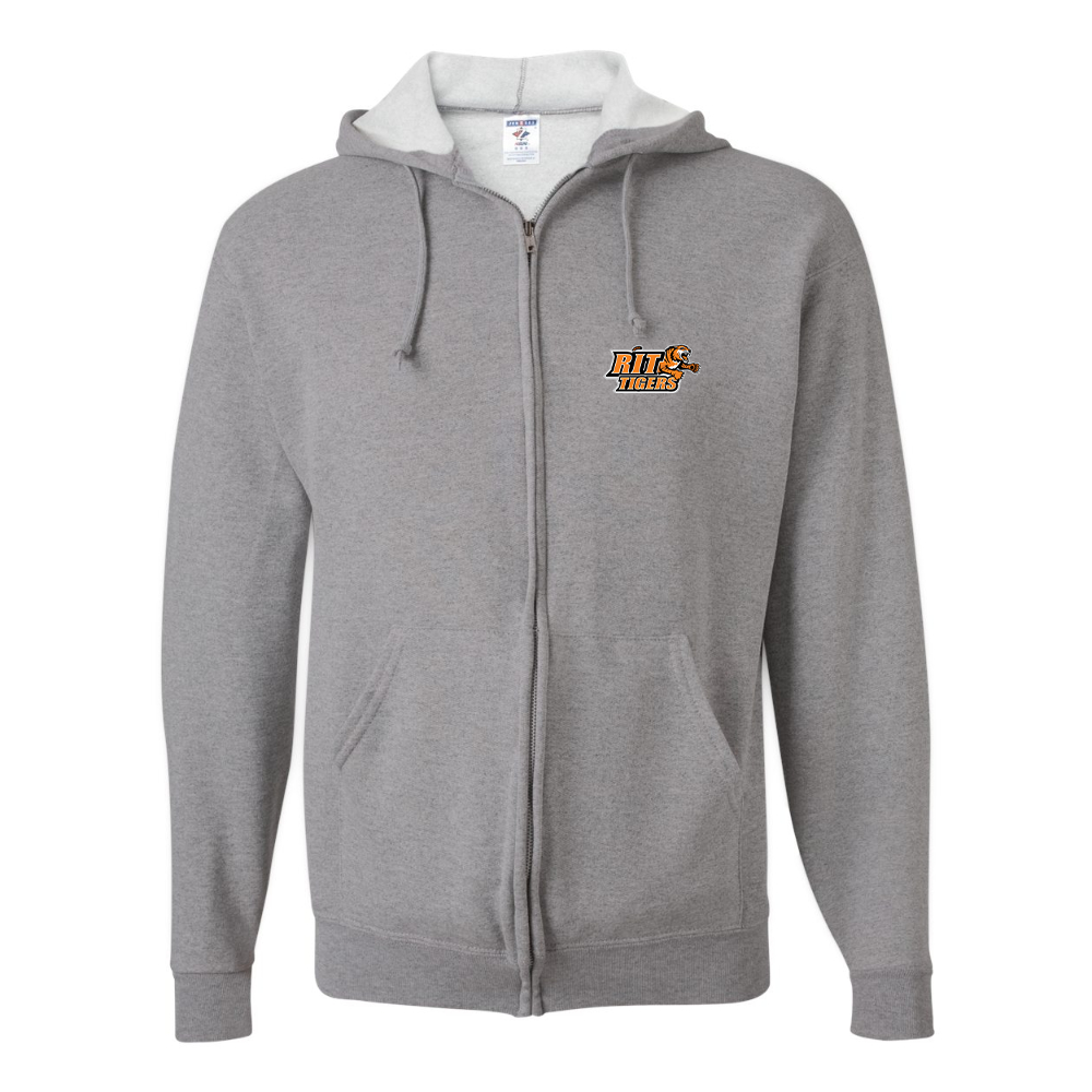 Men's RIT Tigers Logo JERZEES NuBlend Full-Zip Hooded Sweatshirt