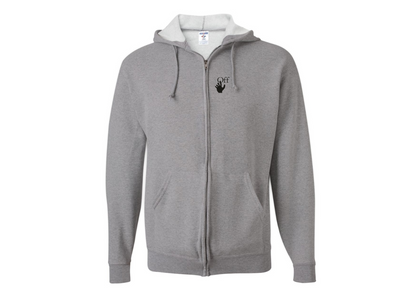 Men's Off-White Hand JERZEES NuBlend Full-Zip Hooded Sweatshirt