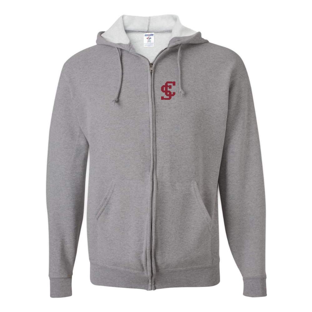 Men's Santa Clara Broncos Logo JERZEES NuBlend Full-Zip Hooded Sweatshirt