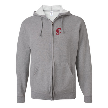 Men's Santa Clara Broncos Logo JERZEES NuBlend Full-Zip Hooded Sweatshirt