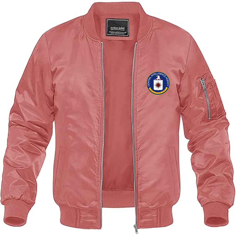Men's CIA Logo Lightweight Bomber Jacket Windbreaker Softshell Varsity Jacket Coat
