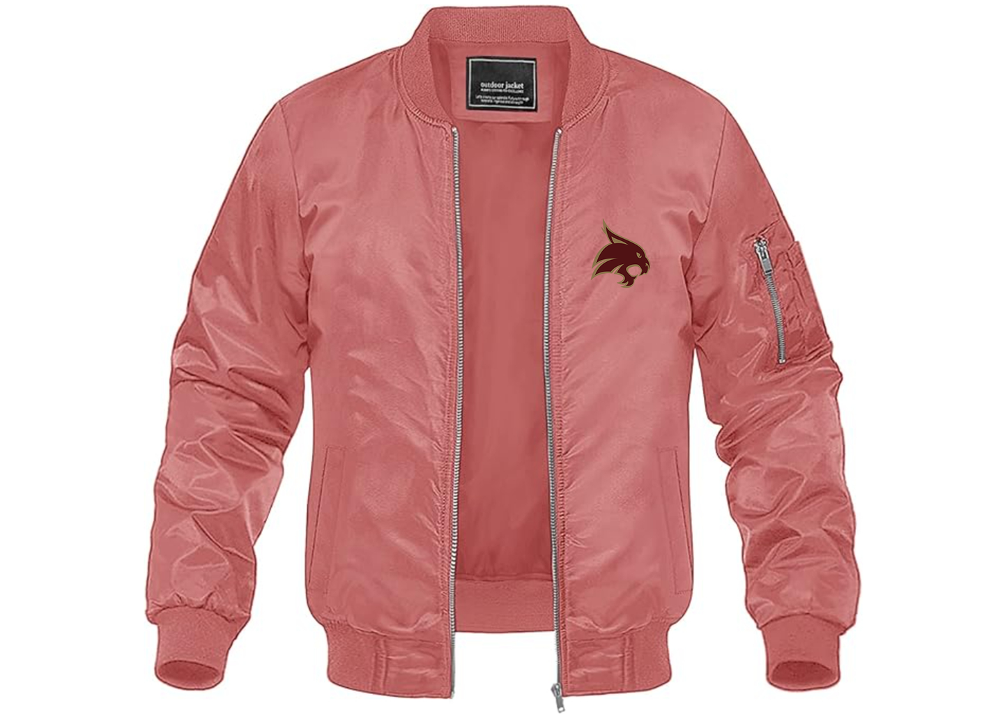 Men's Texas State Bobcats Lightweight Bomber Jacket Windbreaker Softshell Varsity Jacket Coat