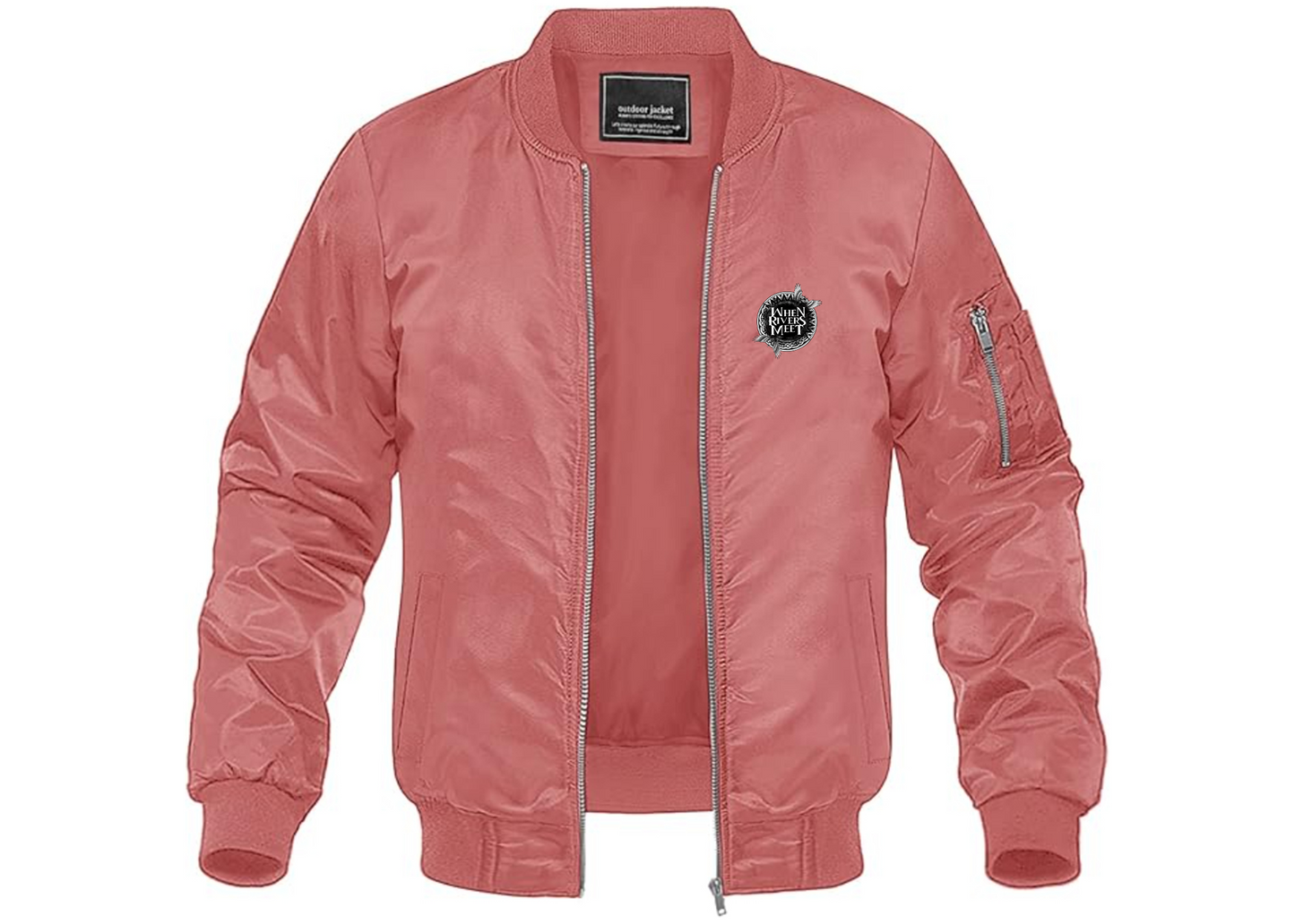 Men's When Rivers Meet Lightweight Bomber Jacket Windbreaker Softshell Varsity Jacket Coat