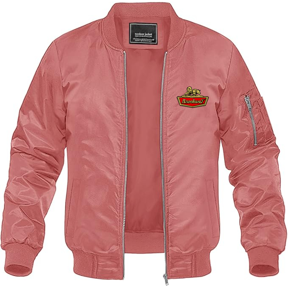 Men's Brockway Logo Lightweight Bomber Jacket Windbreaker Softshell Varsity Jacket Coat