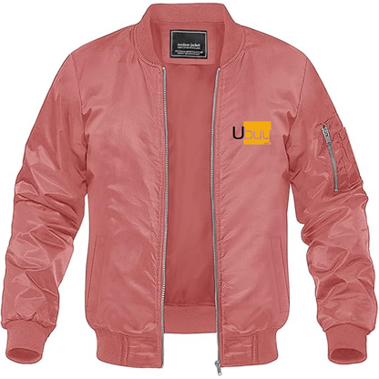 Men's Ubuy Logo Lightweight Bomber Jacket Windbreaker Softshell Varsity Jacket Coat